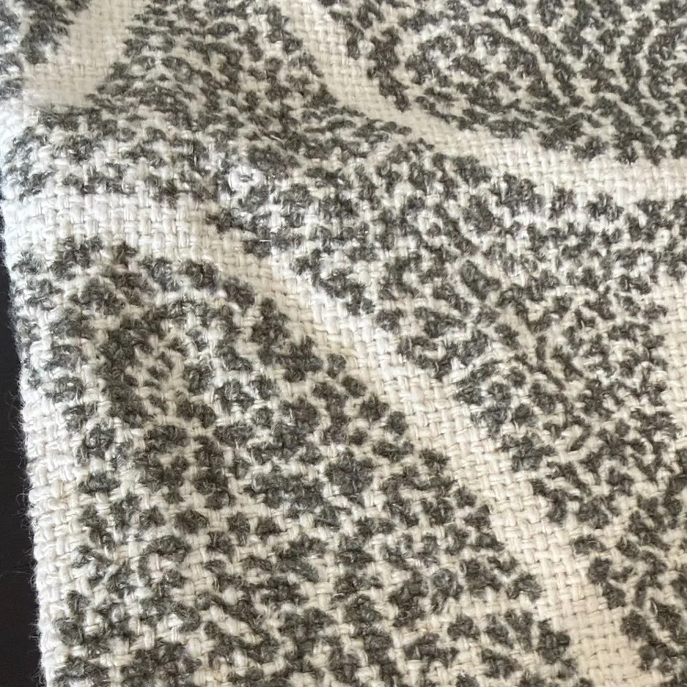 Pottery Barn Green and White Paisley-Style Accent Pillow Cover
